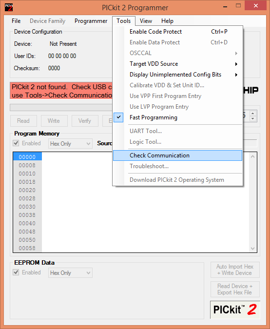 PICkit2 check communication.png
